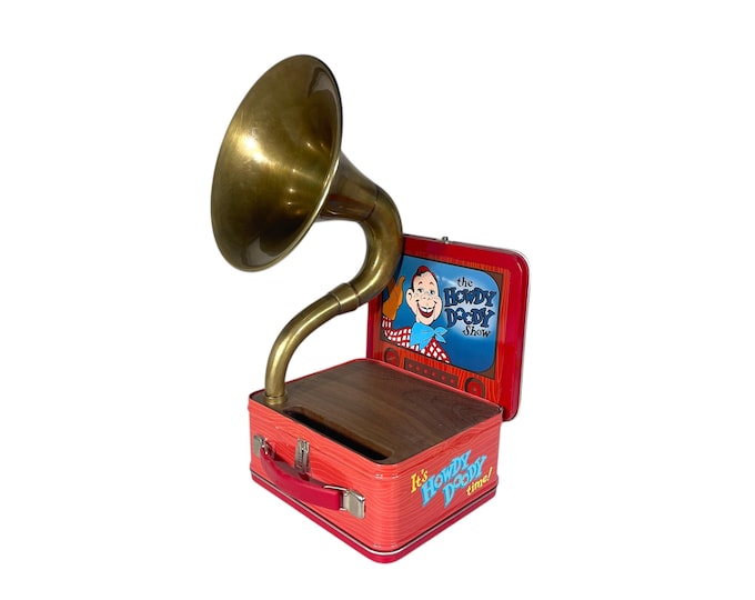 1998 The Howdy Doody Show LunchBox Phone Amplifier, Acoustic iPhone Speaker, Lunch Box Speaker, Hallmark Commemorative Lunchbox