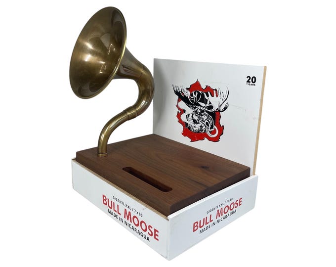 Bull Moose Cigar Box Phone Amplifier, Acoustic iPhone Speaker S15
