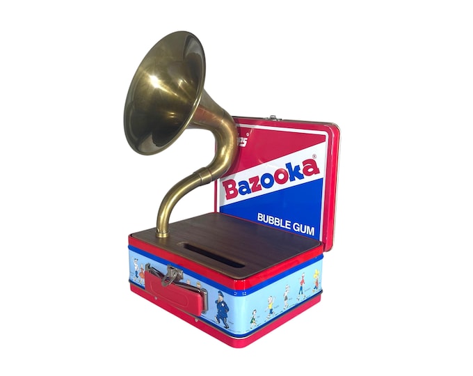 1993 Bazooka Bubblegum LunchBox Phone Amplifier, Acoustic iPhone Speaker, Lunch Box Speaker S6