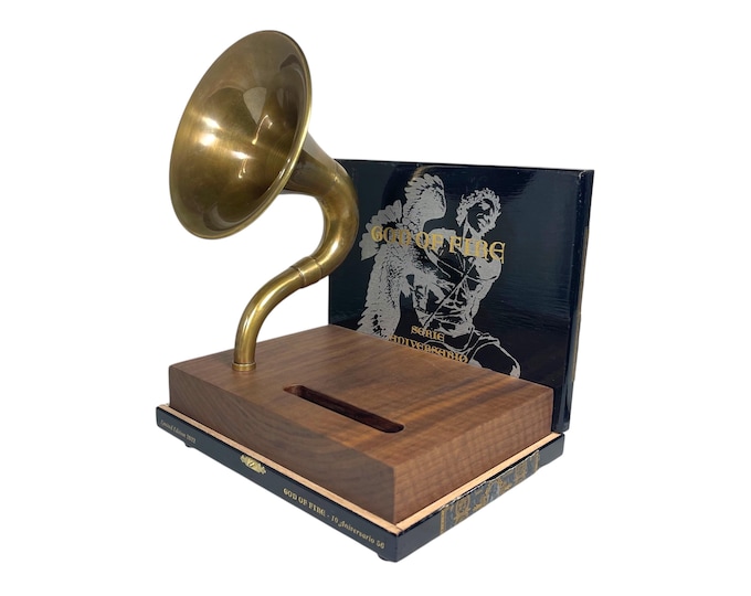 God of Fire Cigar Box Phone Amplifier, Acoustic iPhone Speaker, by Don Carlos S14
