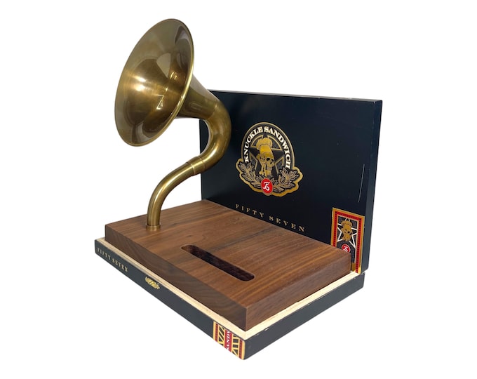 Knuckle Sandwich Cigar Box Phone Amplifier, Acoustic iPhone Speaker S14