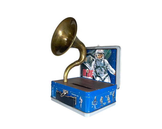 1998 GI Joe Astronaut LunchBox Phone Amplifier, Acoustic iPhone Speaker, Lunch Box Speaker S13