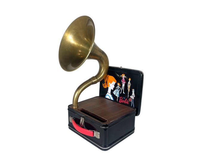 1998 Barbie LunchBox Phone Amplifier, Acoustic iPhone Speaker, Lunch Box Speaker, Hallmark Commemorative Lunchbox