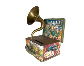 1965 Battle Kit LunchBox Phone Amplifier, Acoustic iPhone Speaker, Lunch Box Speaker S11