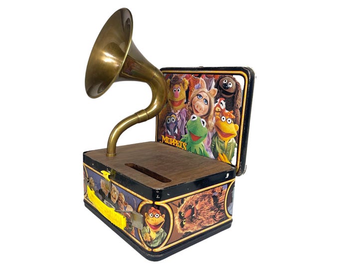 1979 The Muppets LunchBox Phone Amplifier, Acoustic iPhone Speaker, Lunch Box Speaker S17