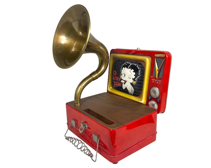 1999 Betty Boop LunchBox Phone Amplifier, Acoustic iPhone Speaker, Lunch Box Speaker S15