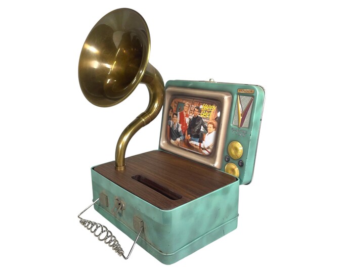 1999 Happy Days LunchBox Phone Amplifier, Acoustic iPhone Speaker, Lunch Box Speaker S16