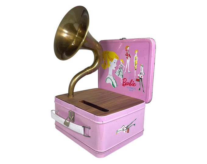 1994 Barbie LunchBox Phone Amplifier, Acoustic iPhone Speaker, Lunch Box Speaker S21