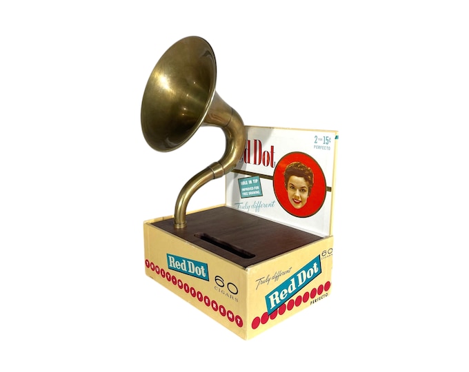 Red Dot Cigar Box Phone Amplifier, Acoustic iPhone Speaker S13