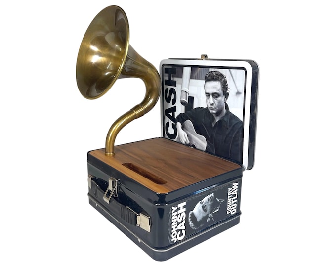 2020 Johnny Cash LunchBox Phone Amplifier, Acoustic iPhone Speaker, Lunch Box Speaker S22