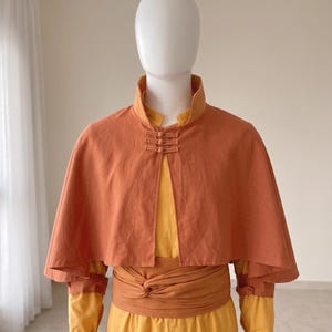 Aang Air Nomad Monk Cosplay Kostüm Full Set, Airbender Inspiriert Anime Outfit, Senf Orange Robe für Halloween & Comic Con. Bild 2