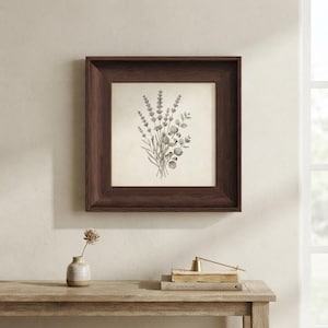 Handcrafted French Vintage Square Solid Wood Picture Frame, 10x10 Oil Embroidery Art Display, Mid-Century Wall Tabletop Decor
