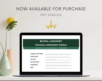 Rural Landowner Financial Worksheets | Farm Income & Expense Tracker PDF