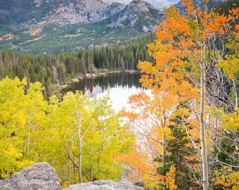 Colorado Landscape Photography Print - Rocky Mountain National Park Autumn Fall - Mounted / Hanging Options - 11x14 16x20 20x30 24x36 30x45
