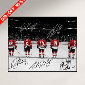 Chicago Blackhawks signerat fototryck: Kane, Keith, Sharp, Toews, Seabrook NHL-hockeyväggkonst