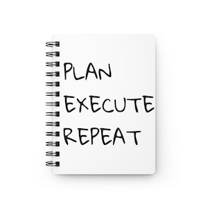 Cuaderno de espiral Planifica, ejecuta y repite / Planificador de productividad, diario de espiral