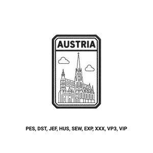 Vienna Embroidery Design, Austria Landmark Machine Embroidery File, Travel Souvenir Patch Digital Download, PES DST JEF