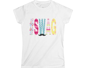 SWAG with Angel Wings Tee | Rhinestone Back Wing Graphic, Women's Tee