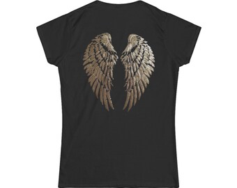 Bombshell Gold ver of Angel Wings Tee | Rhinestone Back Wing Graphic, Women's Tee