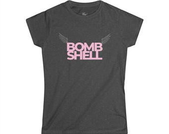 Bombshell Silver Ver of Angel Wings Tee | Rhinestone Back Wing Graphic, Women's Tee