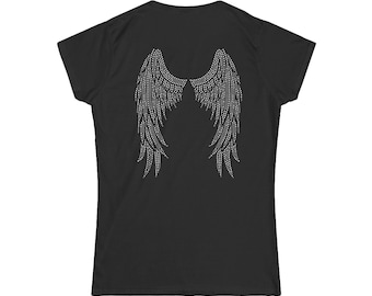 Angel Wings Tee | Rhinestone Back Wing Graphic, Women's Tee