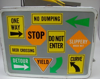 Metal Lunch Box with Road Signs