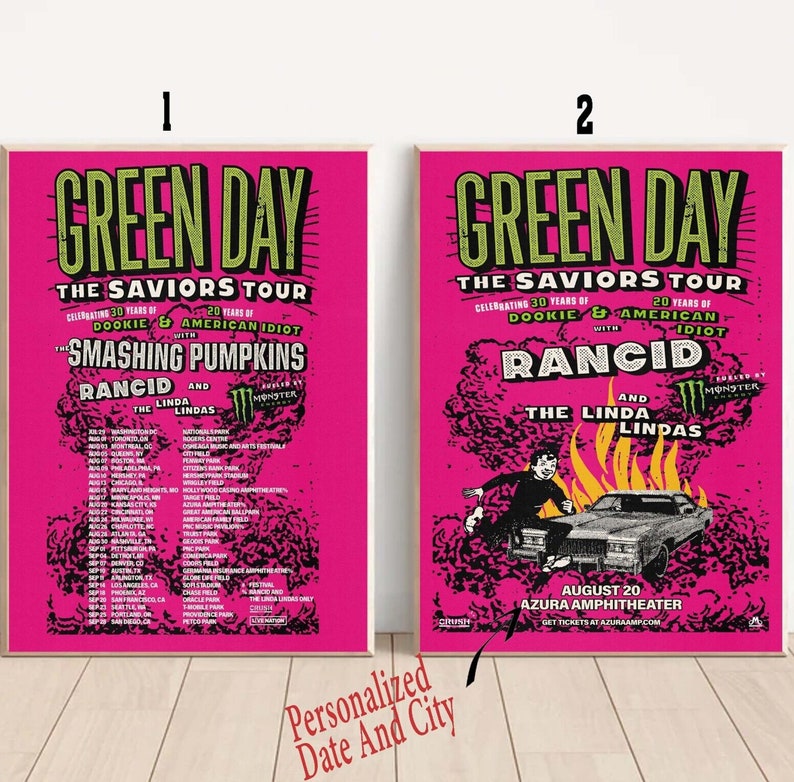 Custom Green Day the Saviors 2024 Tour Poster Etsy UK