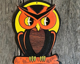 Vintage Embossed Halloween Owl Die Cut