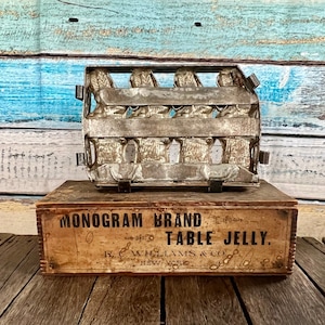 Antique Large Hinged Metal Easter Bunny w/Basket Chocolate Mold