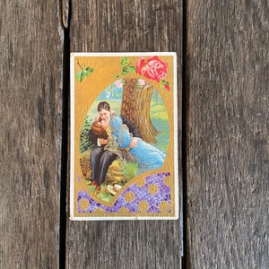 Carte postale antique de Saint-Valentin en relief fabriquée en Allemagne
