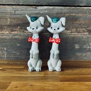 Extra Large Vintage Anthropomorphic Long Neck Rabbit Salt and Pepper Shaker Set