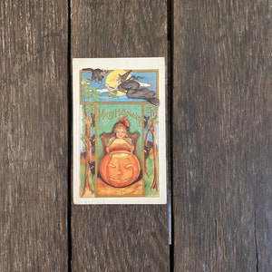 Postal de Halloween Jack O'Lantern en relieve antiguo