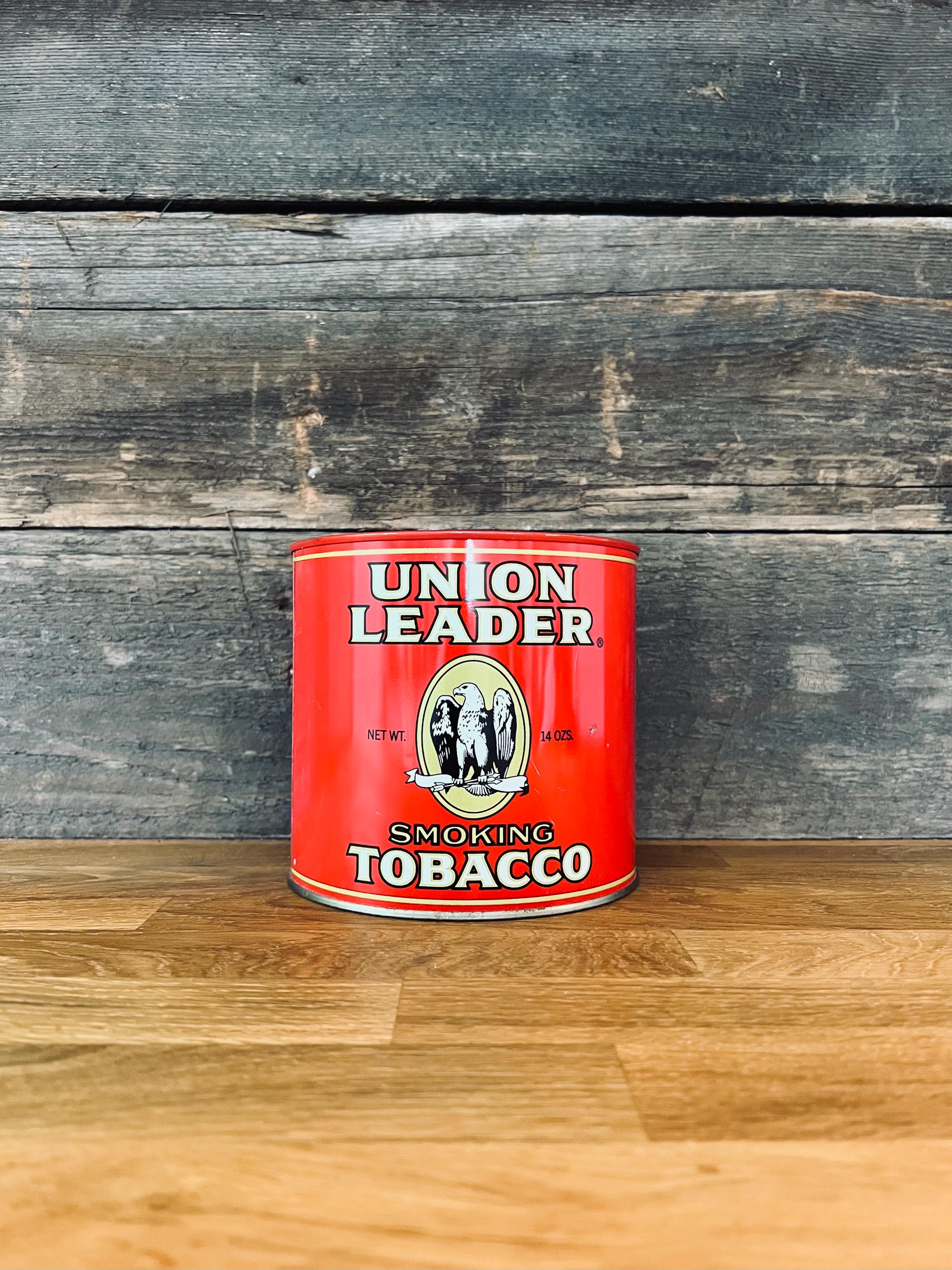 tobacco union Union Leader Smoking Tobacco Tin | 14 Oz Lever-lid Can | Bright Red Tin  Litho | American Snuff Co