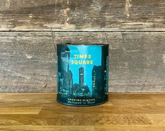 Vintage Times Square Smoking Mixture Tobacco Tin Art Deco New York Advertising