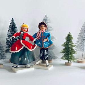 Vintage Pair of Rubber Face Bendable Ice Skating Doll Figures