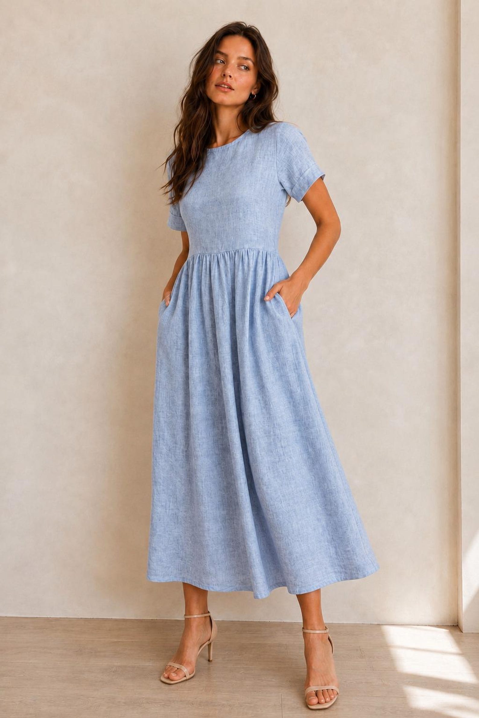 Dress Sewing Pattern | Dress with Pockets | Linen Dress Sewing Pattern ...