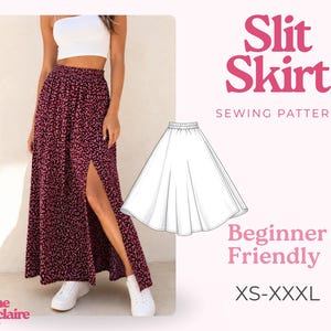 Mönster för maxi kjol med slits | XS-XXXL | Symönster kjol | Mönster för maxi kjol i PDF-format | Symönster för kvinnor, kjolmönster