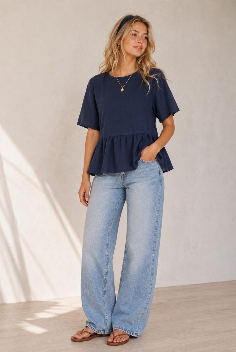 Peplum Blouse Sewing Pattern for Women (XS-XXXL), Easy Blouse Pattern, Women Sewing Pattern, Beginner T-Shirt Pattern, Women Top Pattern image 5