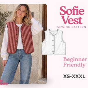 Vest Sewing Pattern | Front Tie Top Pattern | Vest Pattern | Top sewing pattern | Women Sewing Patterns | Quilted Vest, Patchwork Vest
