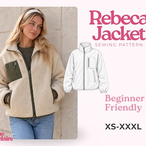 Jacket Sewing Pattern for Women, Women Sewing Pattern, Teddy Jacket, Zip Up Jacket, Beginner Sewing Pattern, Sewing Pattern Jacket Coat