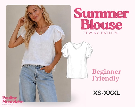 Blouse Sewing Pattern for Women PDF | XS-XXXL | Top Sewing Pattern | Women Sewing Pattern | Easy Blouse Pattern | Beginner Sewing Pattern