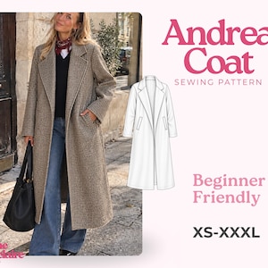 Coat Sewing Pattern for Women | Winter Coat Pattern | Long Coat Pattern | Jacket Sewing Pattern | Women Sewing Pattern Jacket Coat