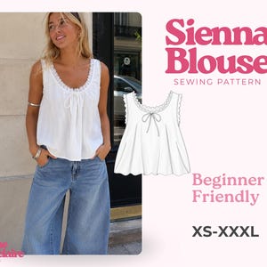 Sienna Top Sewing Pattern | Women Sewing Pattern | Blouse Pattern | Top Pattern | Sewing Patterns for Beginner Top | Summer Top