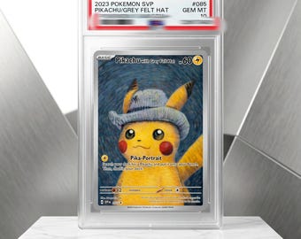 ピカチュウのグレーのフェルト帽をかぶったカスタムポケモンカード