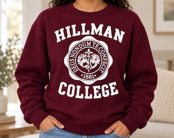 Hillman College Sweatshirt, Vintage Collegiate Crewneck, Unisex College Graphic Sweater, Retro Campus Style Gift