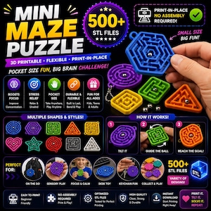 500+ Flexi Fidget Toys STL-paket | Ledade 3D-utskriftsleksaker | Sensoriska modeller | Skriv ut på plats STL-filer | 3D-utskrift | Direktnedladdning bild 5