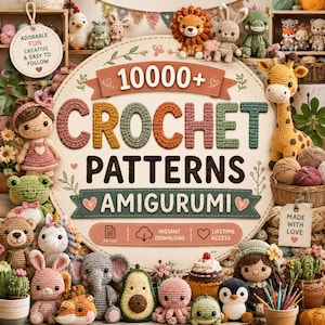 10000+ Crochet Patterns Bundle PDF | Amigurumi Mega Bundle | Crochet Animal Patterns | Macrame Pattern | Instant Download