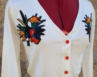 Cardigan Rockabilly Pin-up Avec Motifs Hirondelles - Taille 38, Neuf Avec étiquettes
