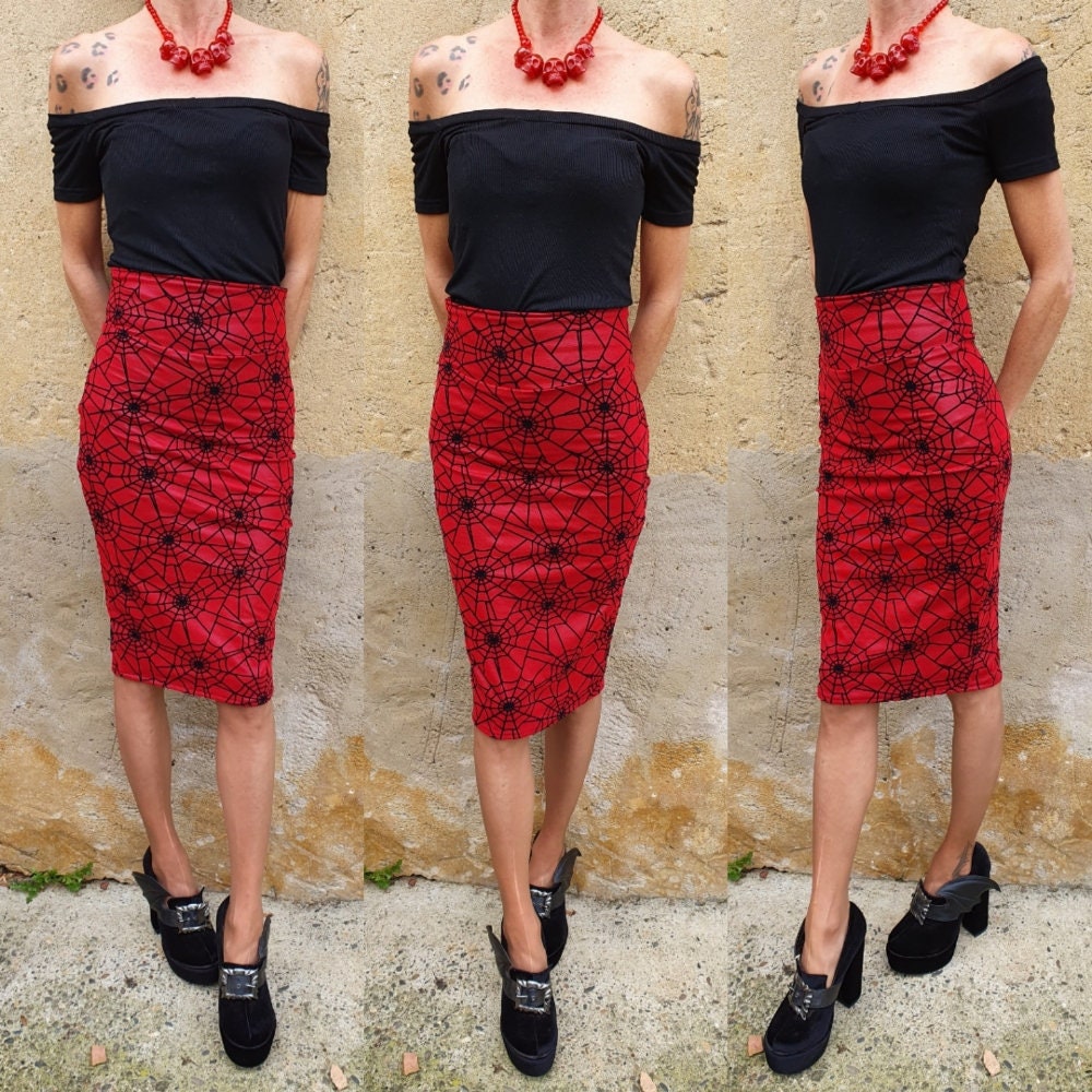 Pencil Skirt Pin up Rockabilly Vintage Psychobilly Belt Skull - Etsy