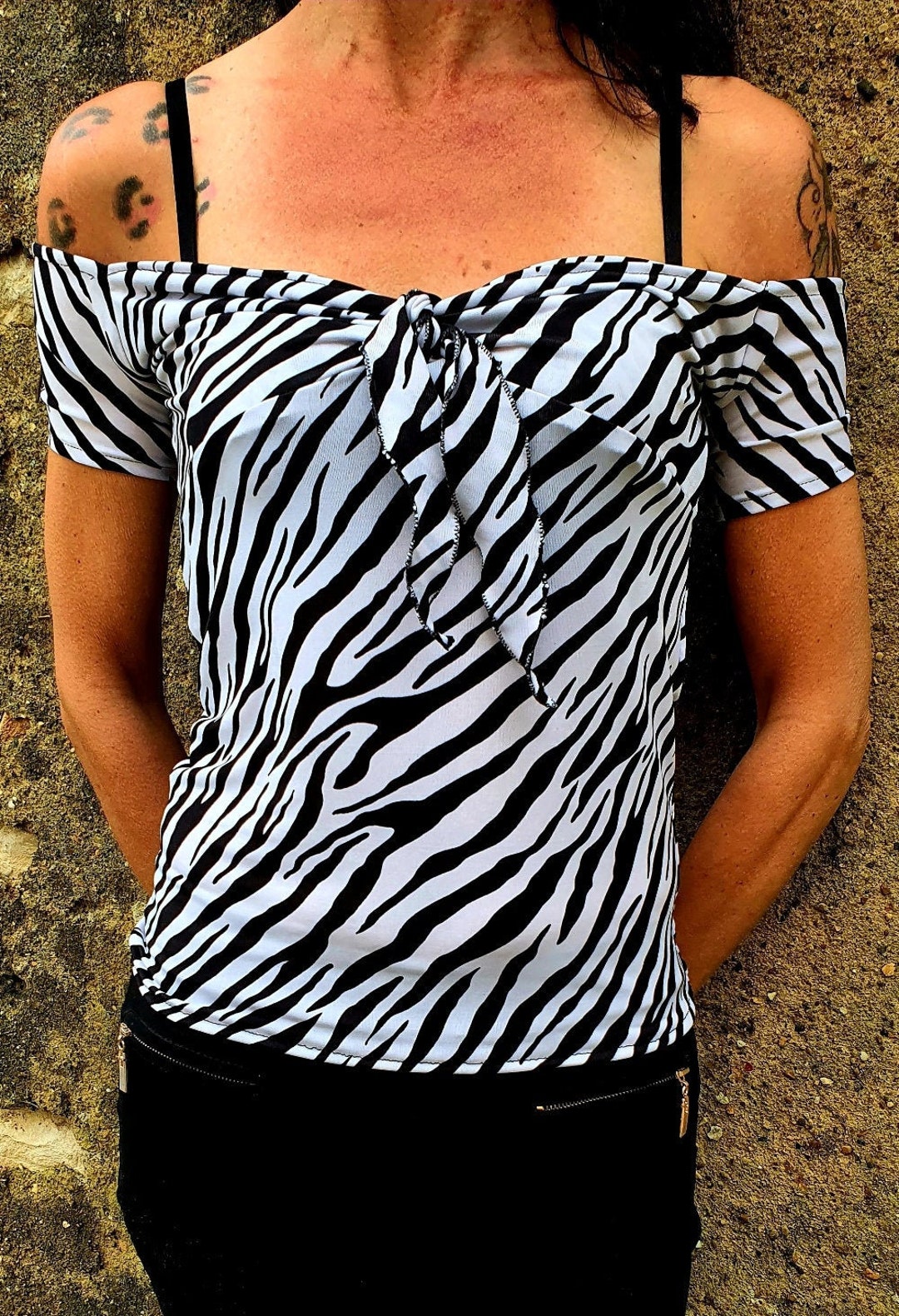 Top Rockabilly Pin-up Léopard Crâne Marin Motif écossais - Taille S